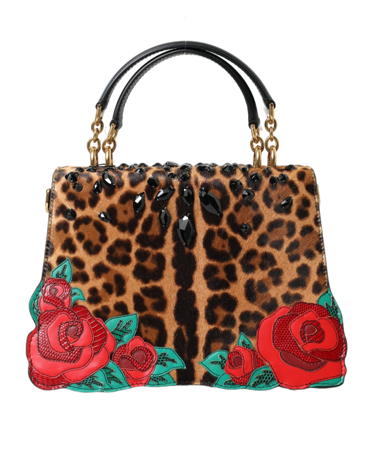 Dolce & Gabbana Chic Leopard Embellished Tote with Red Roses! Dolce & Gabbana