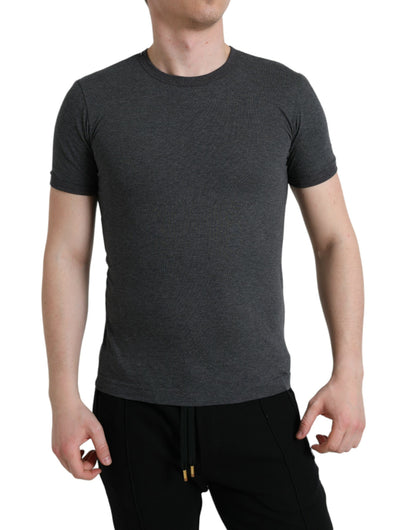 Dolce & Gabbana Elegant Dark Gray Crew Neck Tee Dolce & Gabbana