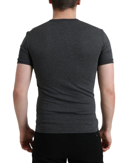 Dolce & Gabbana Elegant Dark Gray Crew Neck Tee Dolce & Gabbana