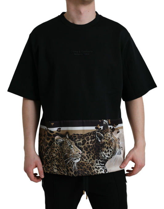 Dolce & Gabbana Elegant Leopard Print Crew Neck Tee Dolce & Gabbana