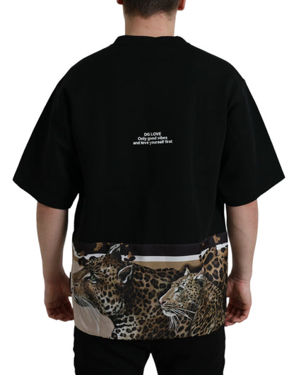 Dolce & Gabbana Elegant Leopard Print Crew Neck Tee Dolce & Gabbana