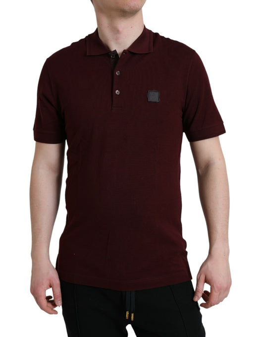 Dolce & Gabbana Elegant Maroon Cotton Blend Polo Tee Dolce & Gabbana