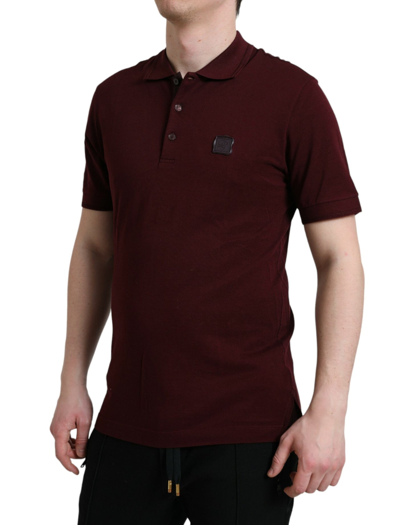 Dolce & Gabbana Elegant Maroon Cotton Blend Polo Tee Dolce & Gabbana