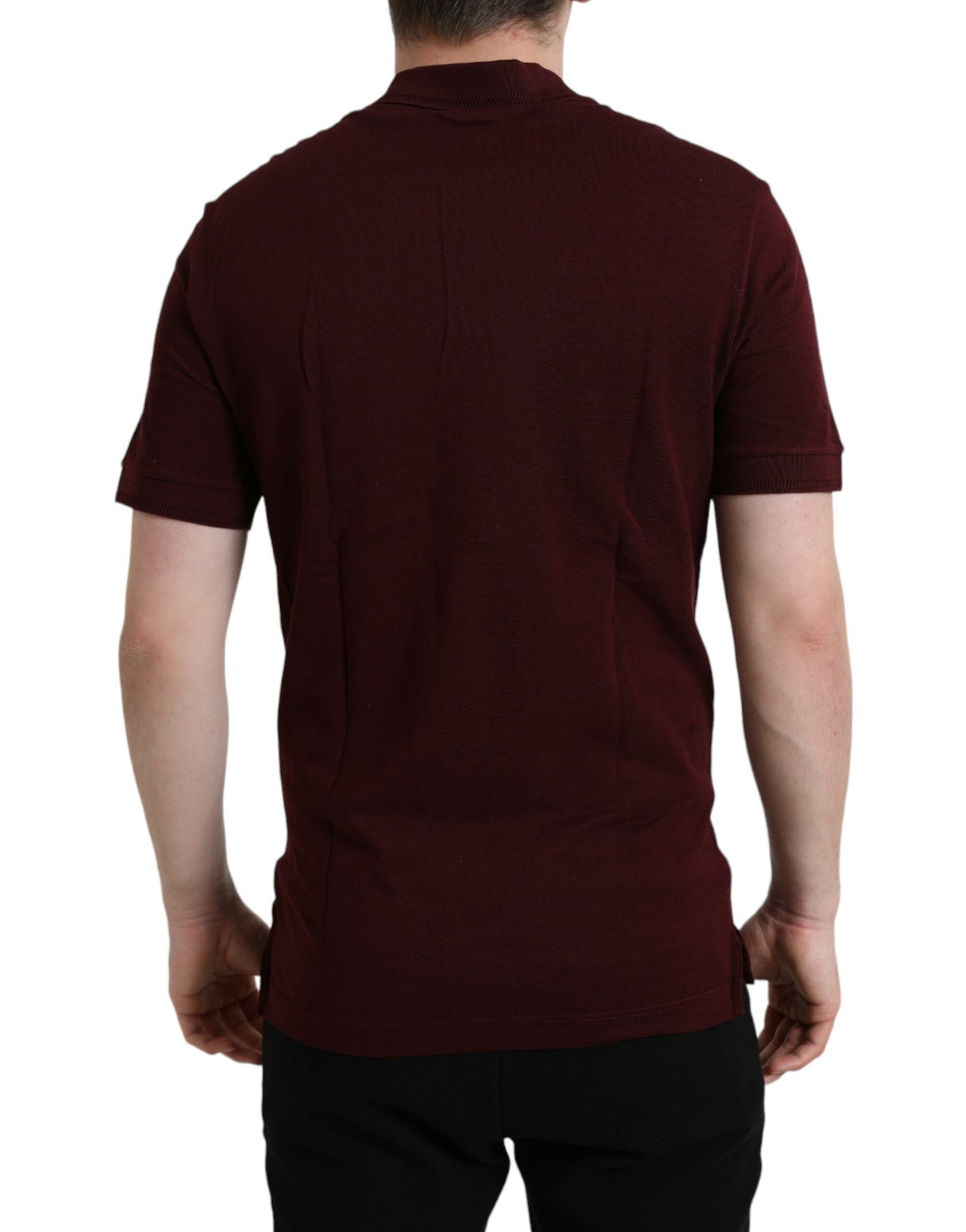 Dolce & Gabbana Elegant Maroon Cotton Blend Polo Tee Dolce & Gabbana