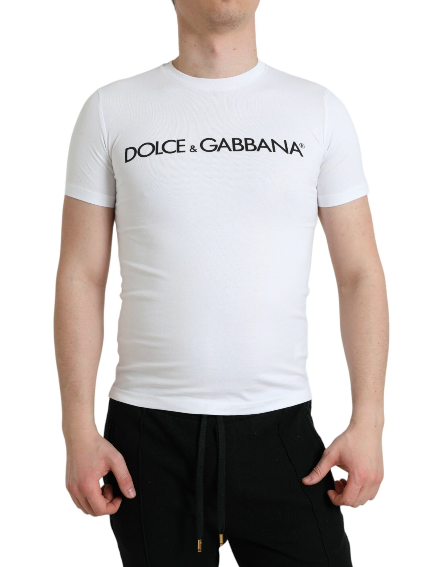 Dolce & Gabbana Elegant White Logo Crewneck Tee Dolce & Gabbana