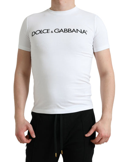 Dolce & Gabbana Elegant White Logo Crewneck Tee Dolce & Gabbana