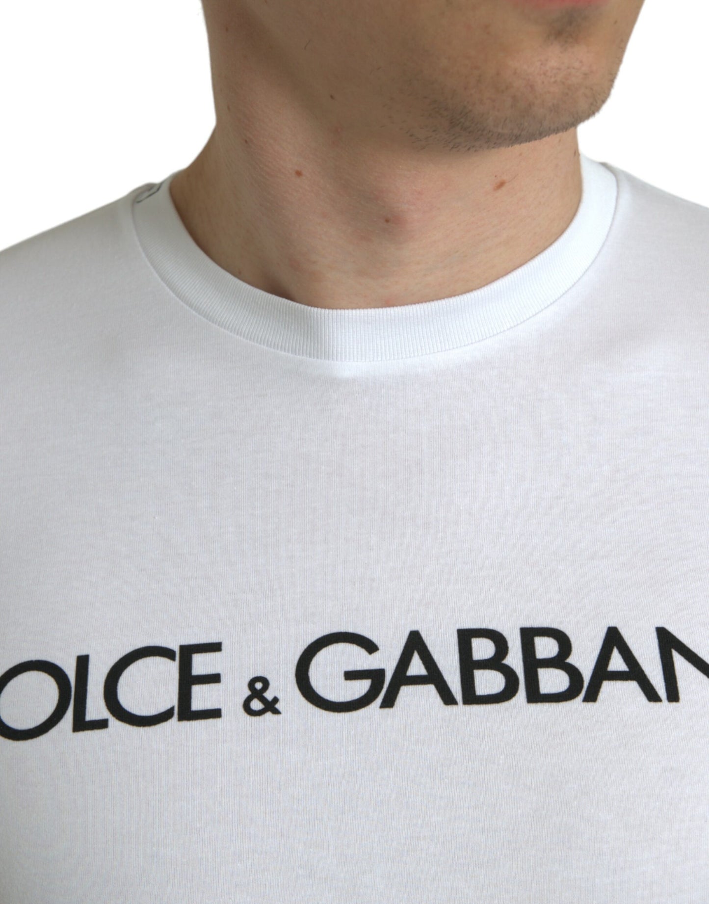 Dolce & Gabbana Elegant White Logo Crewneck Tee Dolce & Gabbana