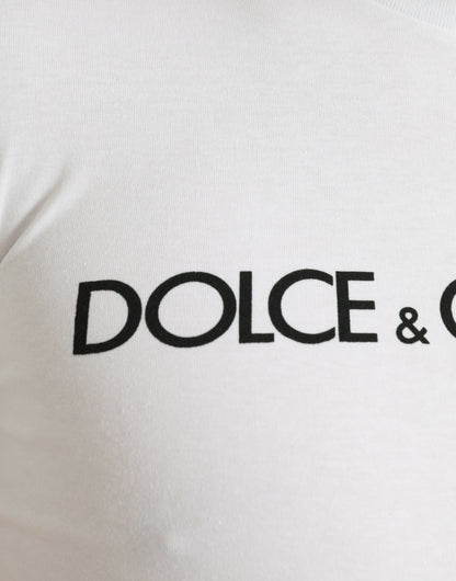 Dolce & Gabbana Elegant White Logo Crewneck Tee Dolce & Gabbana