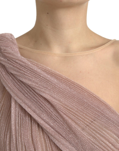 Dolce & Gabbana Lilac One-Shoulder Pleated Designer Dress Dolce & Gabbana