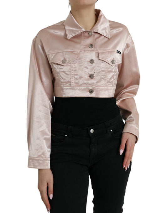 Dolce & Gabbana Elegant Pink Cropped Denim Jacket Dolce & Gabbana