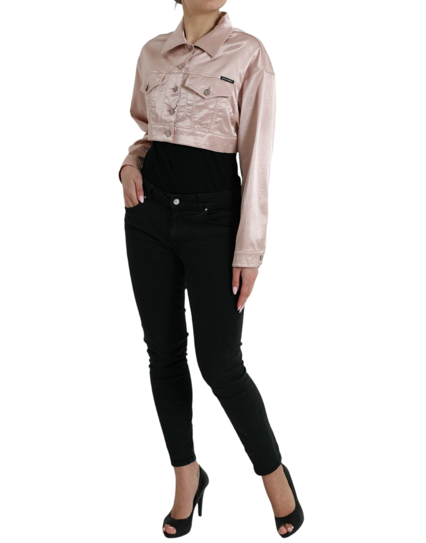 Dolce & Gabbana Elegant Pink Cropped Denim Jacket Dolce & Gabbana