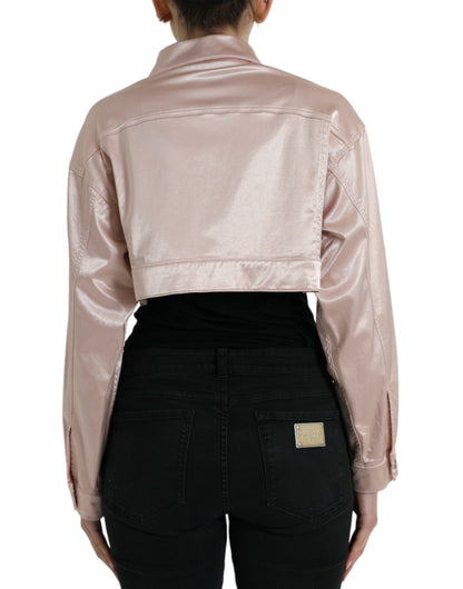 Dolce & Gabbana Elegant Pink Cropped Denim Jacket Dolce & Gabbana