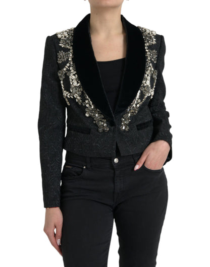 Dolce & Gabbana Elegant Embellished Black Overcoat Jacket Dolce & Gabbana