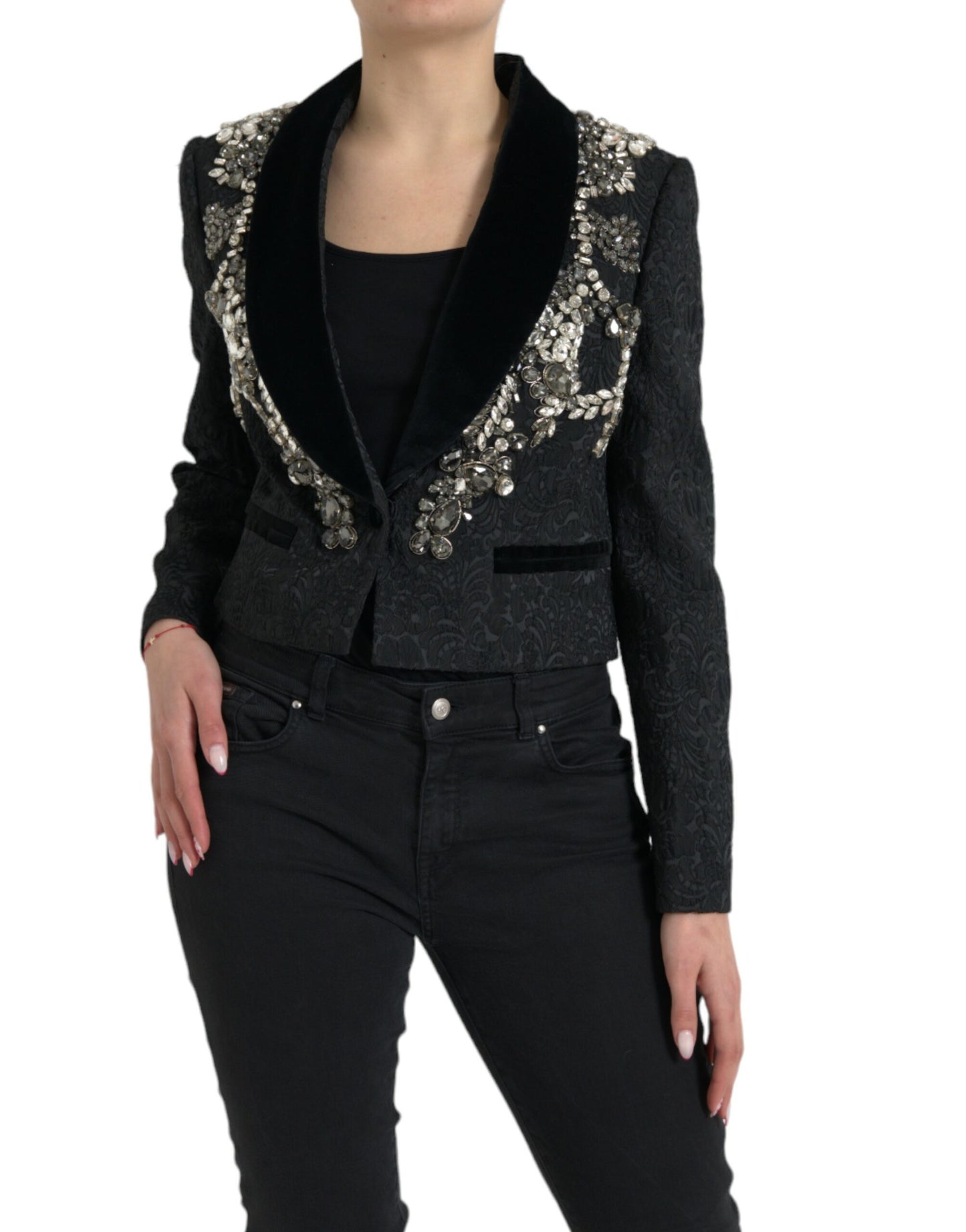 Dolce & Gabbana Elegant Embellished Black Overcoat Jacket Dolce & Gabbana