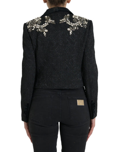 Dolce & Gabbana Elegant Embellished Black Overcoat Jacket Dolce & Gabbana