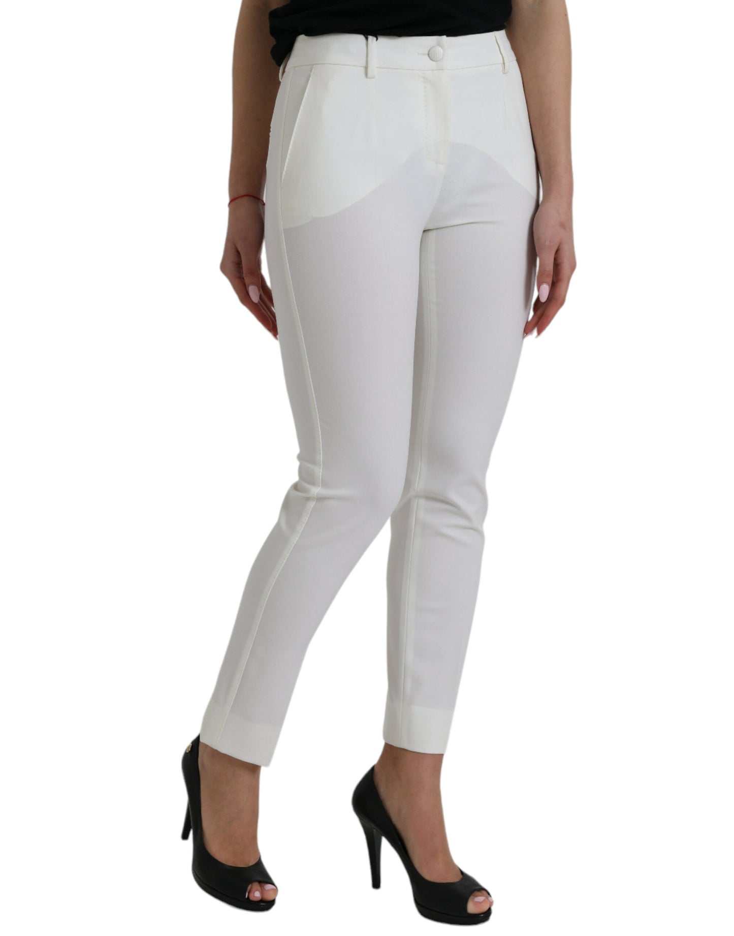 Dolce & Gabbana Elegant White Mid-Waist Tapered Pants Dolce & Gabbana