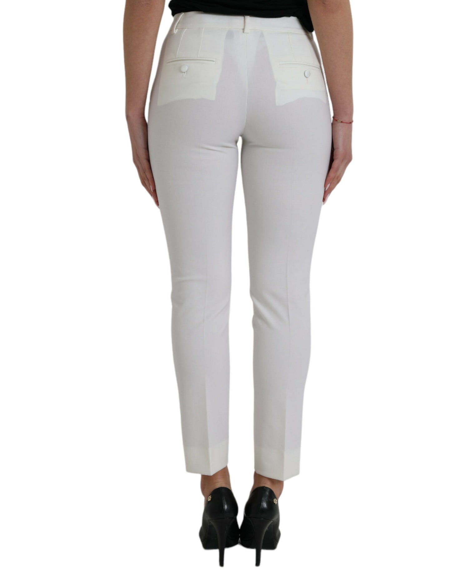 Dolce & Gabbana Elegant White Mid-Waist Tapered Pants Dolce & Gabbana