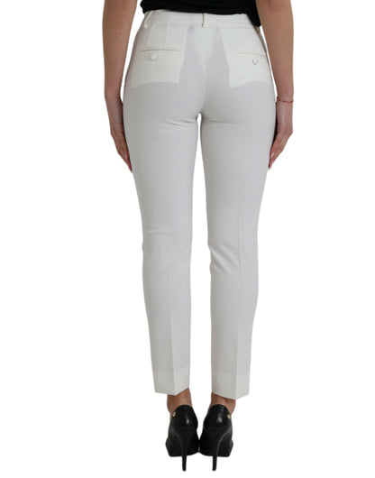 Dolce & Gabbana Elegant White Mid-Waist Tapered Pants Dolce & Gabbana