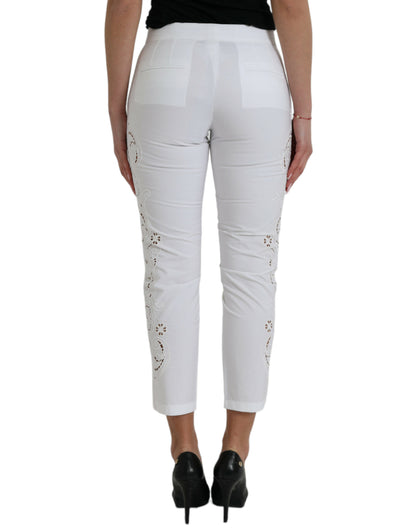 Dolce & Gabbana Elegant White Tapered Mid Waist Pants Dolce & Gabbana