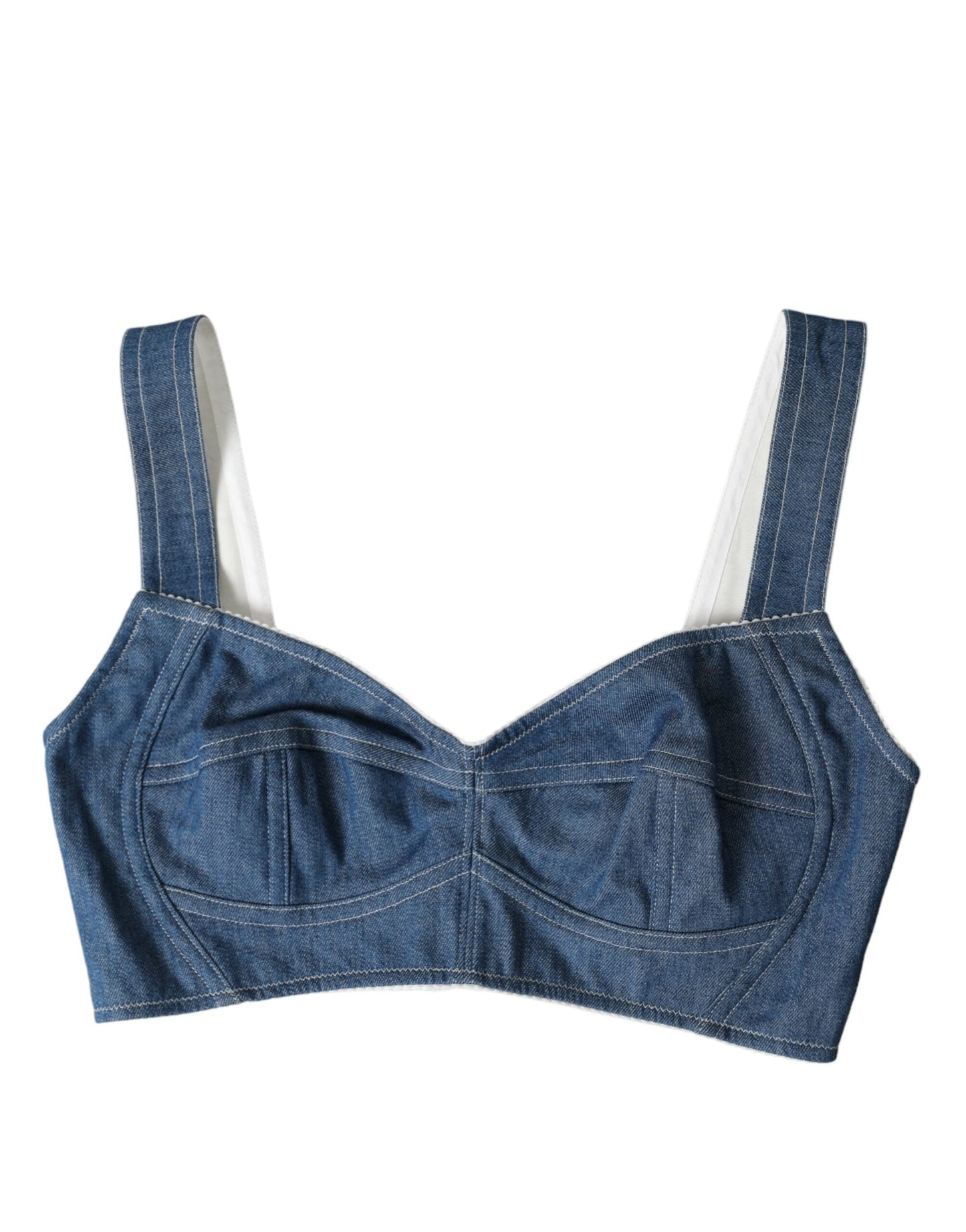 Dolce & Gabbana Elegant Blue Bustier Crop Top Dolce & Gabbana