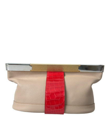 Balenciaga Two Tone Exotic Leather Clutch Balenciaga