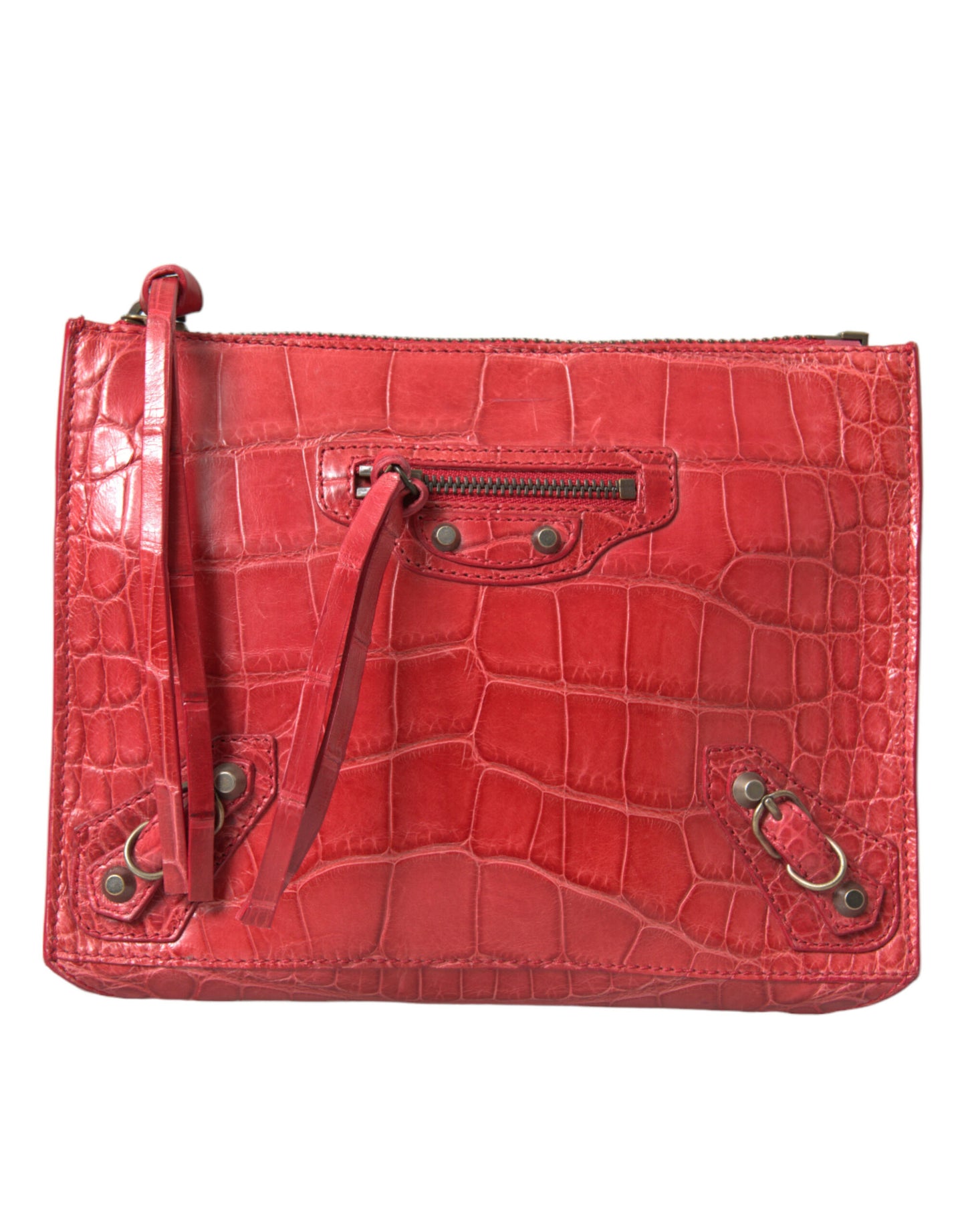 Balenciaga Exotic Red Alligator Leather Clutch Balenciaga