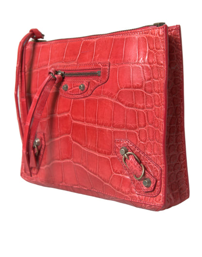 Balenciaga Exotic Red Alligator Leather Clutch Balenciaga