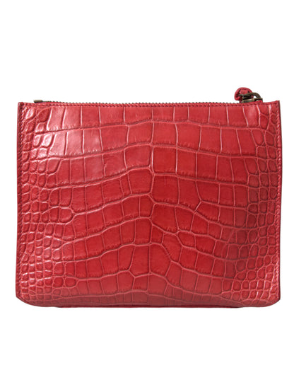 Balenciaga Exotic Red Alligator Leather Clutch Balenciaga