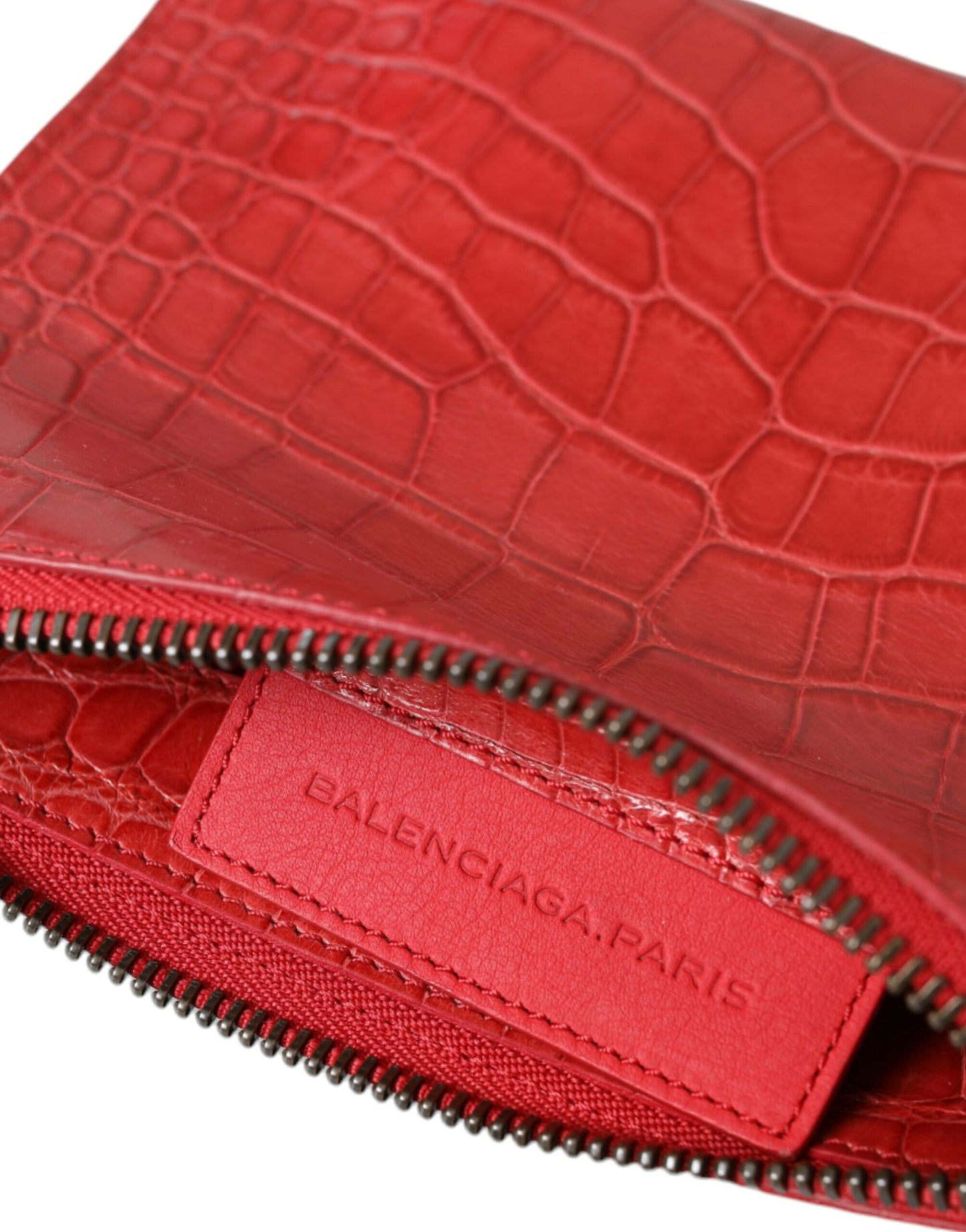 Balenciaga Exotic Red Alligator Leather Clutch Balenciaga