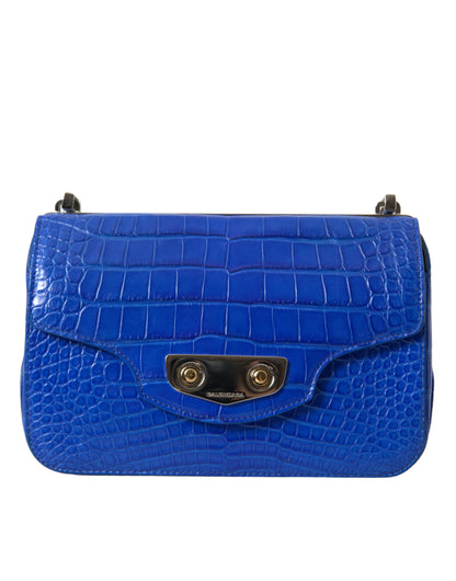 Balenciaga Alligator Skin Mini Shoulder Bag - Elegant Blue Balenciaga