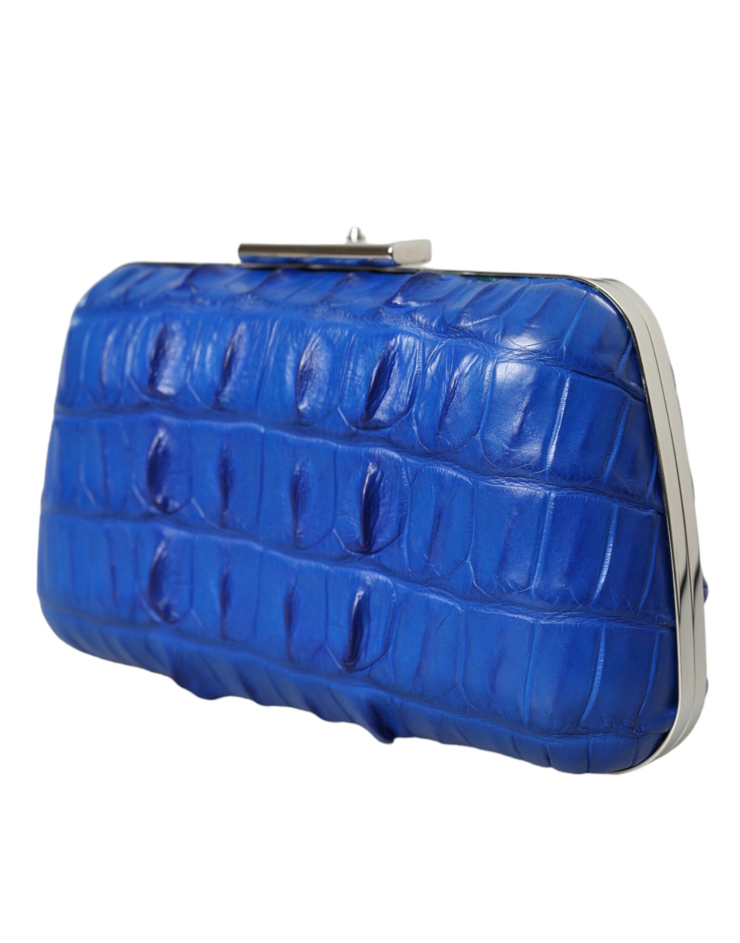 Balenciaga Electric Blue Crocodile Skin Clutch Balenciaga