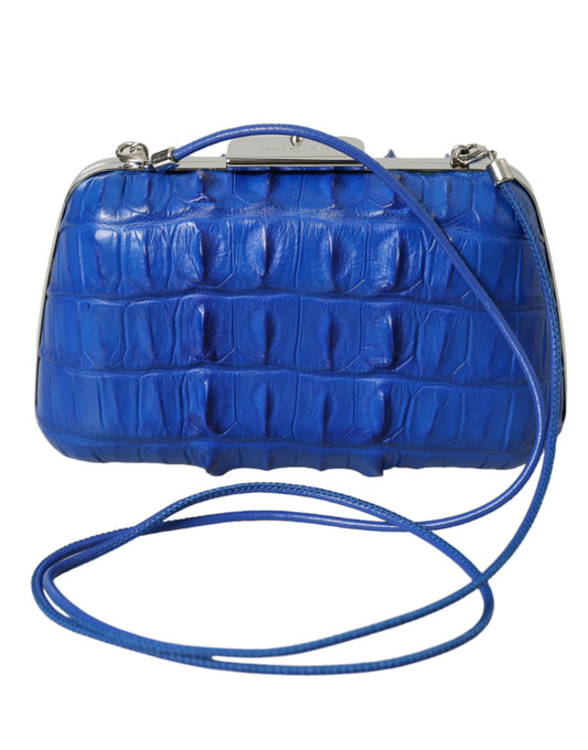 Balenciaga Electric Blue Crocodile Skin Clutch Balenciaga