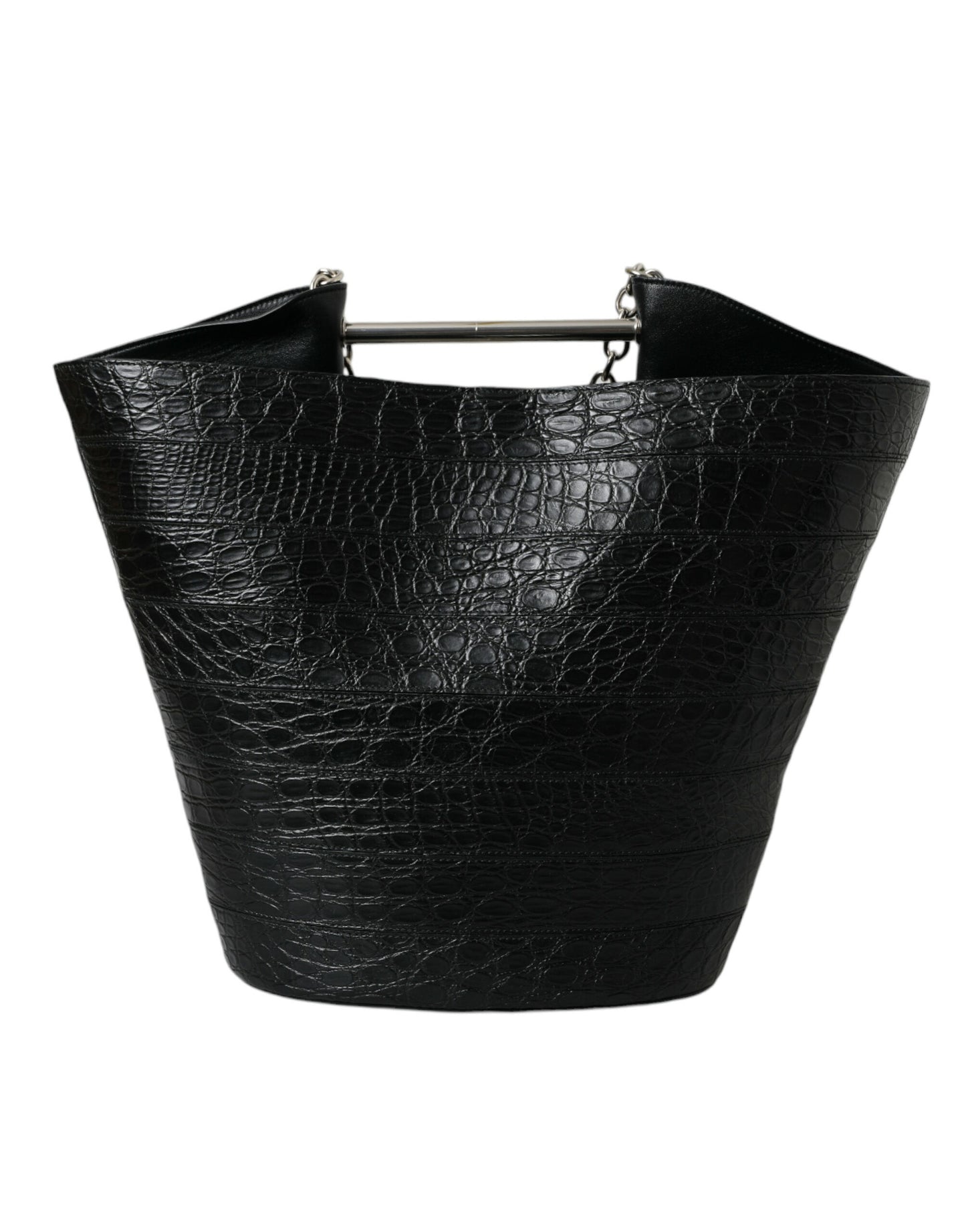 Balenciaga Elegant Black Crocodile Leather Maxi Bucket Bag Balenciaga