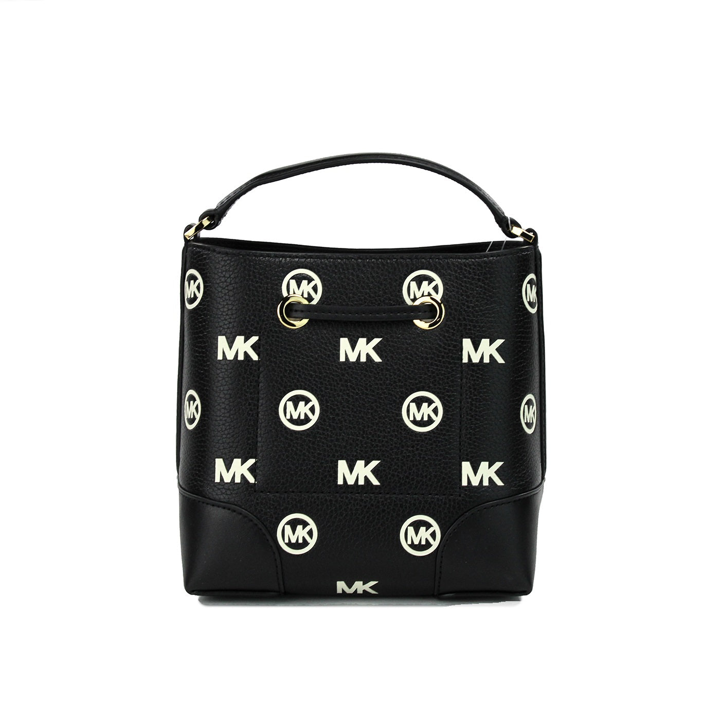 Michael Kors Mercer Small Black Embossed Drawstring Bucket Messenger Bag Purse Michael Kors