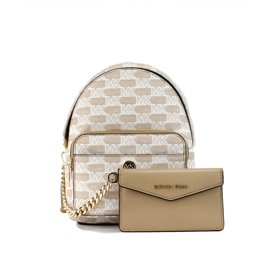 Michael Kors Maisie Mini Camel Signature Canvas 2-n-1 Card Case Backpack Bag Michael Kors