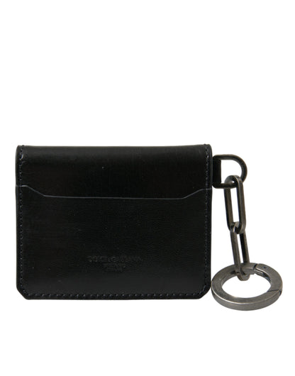 Dolce & Gabbana Black Leather Bifold Logo Card Holder Keyring Wallet Dolce & Gabbana