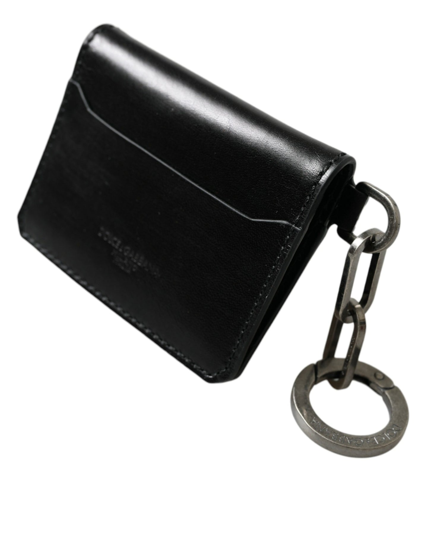 Dolce & Gabbana Black Leather Bifold Logo Card Holder Keyring Wallet Dolce & Gabbana