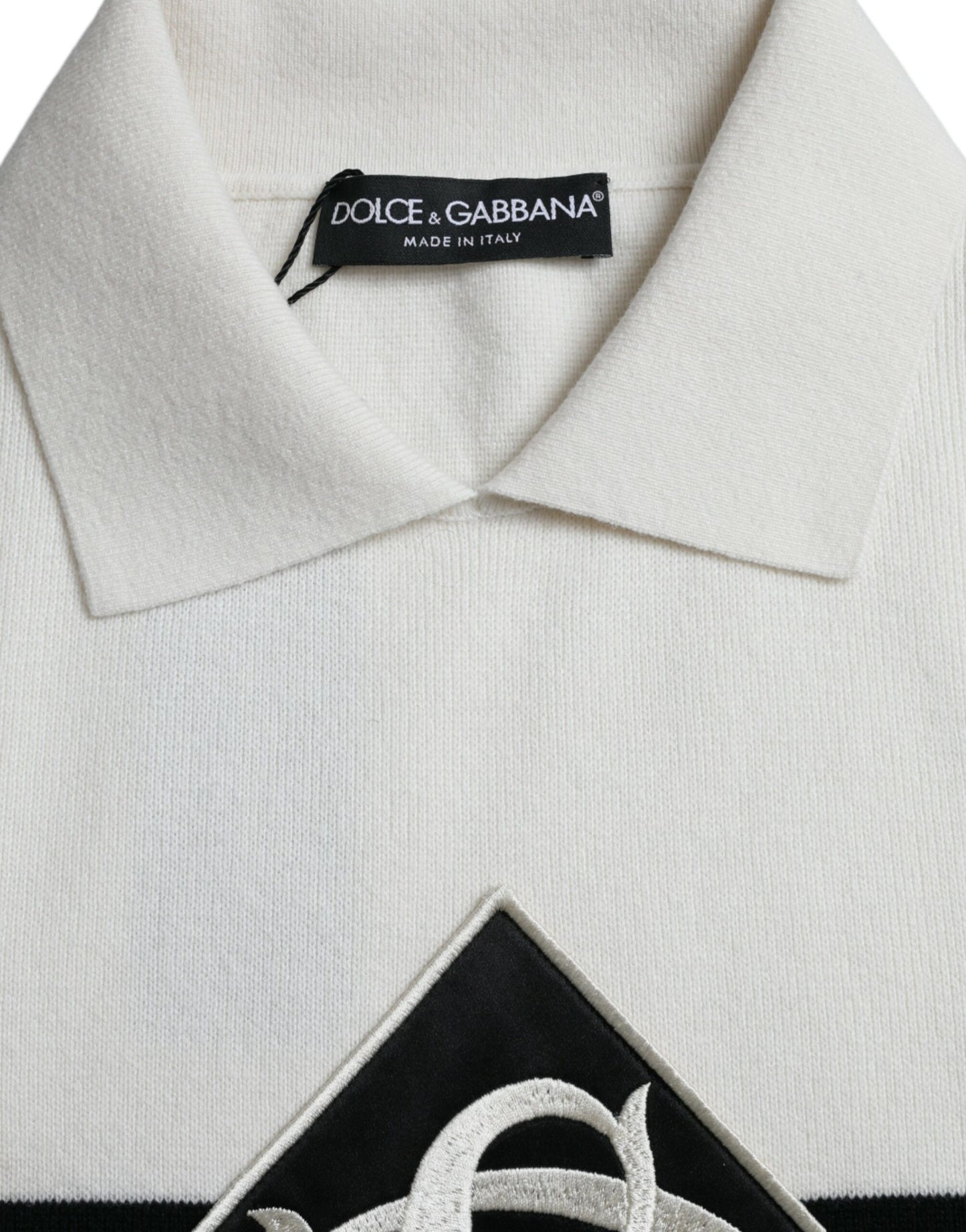 Dolce & Gabbana White DG Logo Collared Henley Shirt T-shirt Dolce & Gabbana