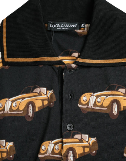 Dolce & Gabbana Black Car Print Short Sleeve Polo T-shirt Dolce & Gabbana