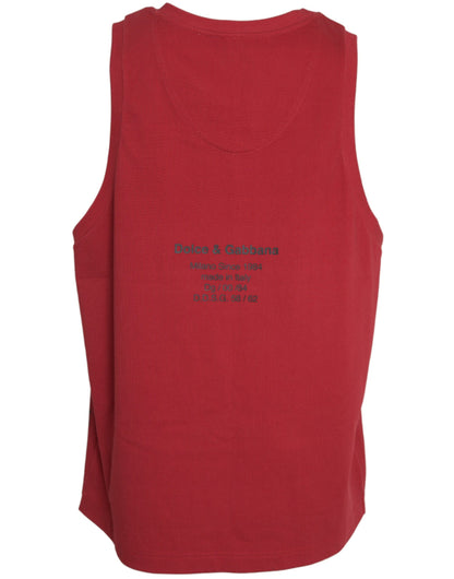 Dolce & Gabbana Red Leopard Print Sleeveless Tank T-shirt Dolce & Gabbana