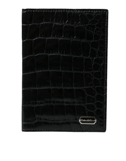 Dolce & Gabbana Black Exotic Skin Leather Long Bifold Passport Holder Dolce & Gabbana