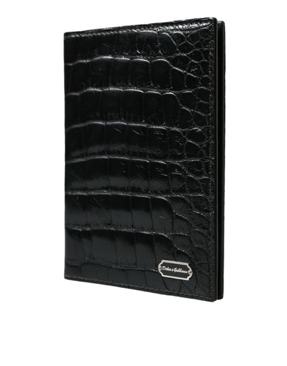 Dolce & Gabbana Black Exotic Skin Leather Long Bifold Passport Holder Dolce & Gabbana