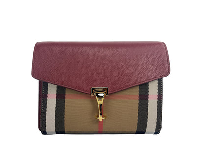 Burberry Macken Small Crimson House Check Leather Crossbody Bag Burberry