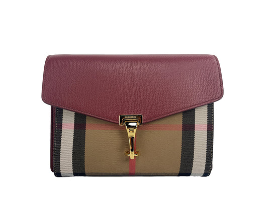 Burberry Macken Small Crimson House Check Leather Crossbody Bag Burberry