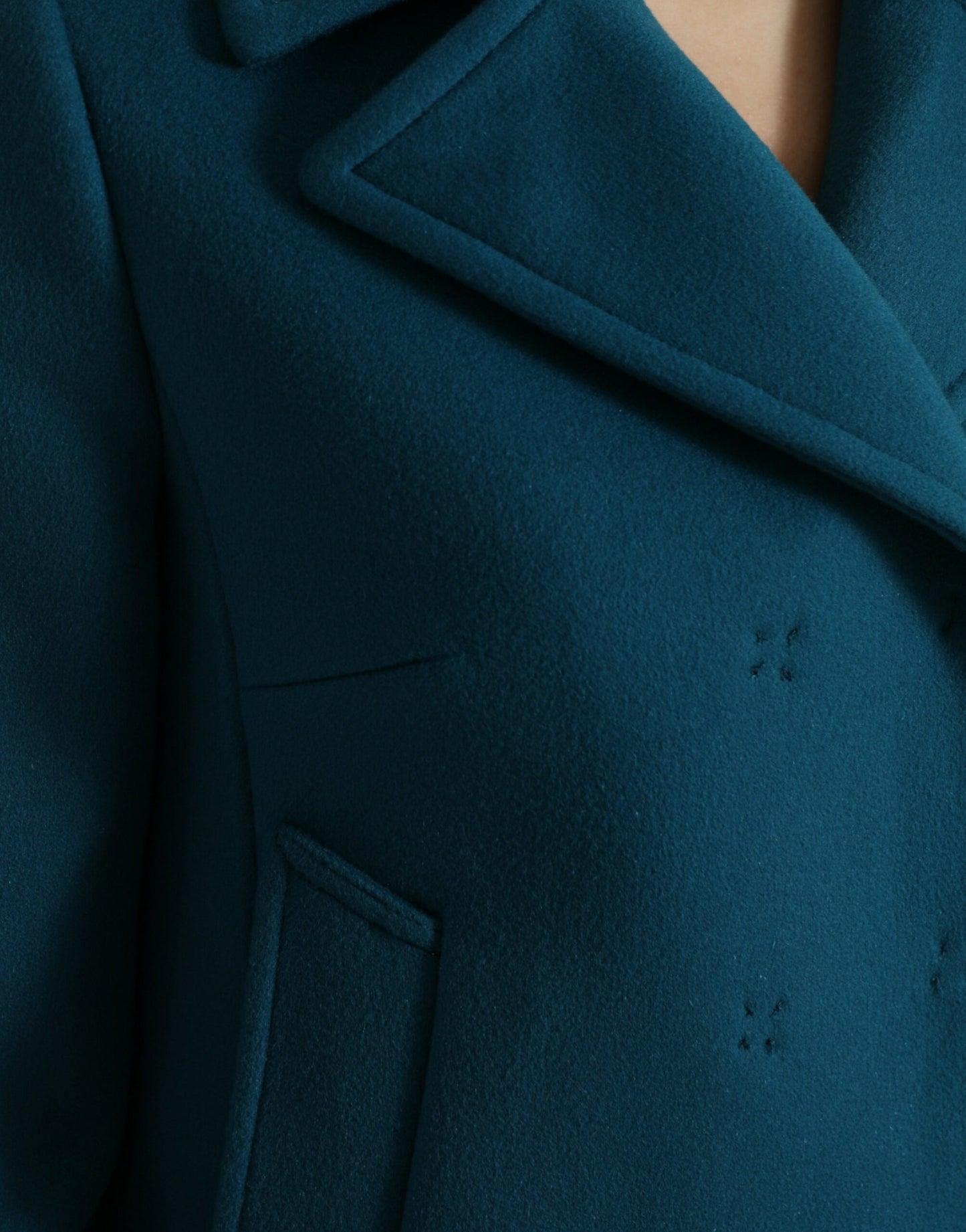 Dolce & Gabbana Blue Trench Wool Cashmere Short Coat Jacket Dolce & Gabbana