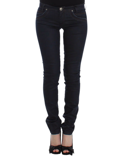 Ermanno Scervino Chic Dark Blue Slim Jeans for Elegant Style Ermanno Scervino