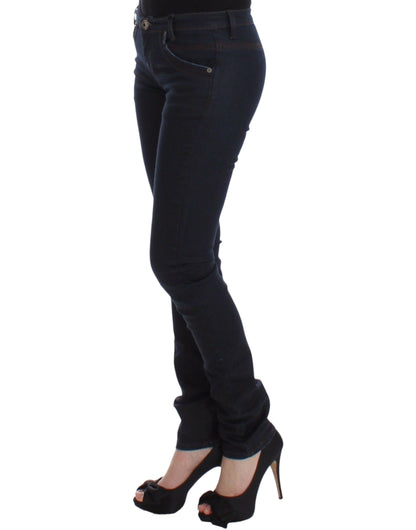 Ermanno Scervino Chic Dark Blue Slim Jeans for Elegant Style Ermanno Scervino