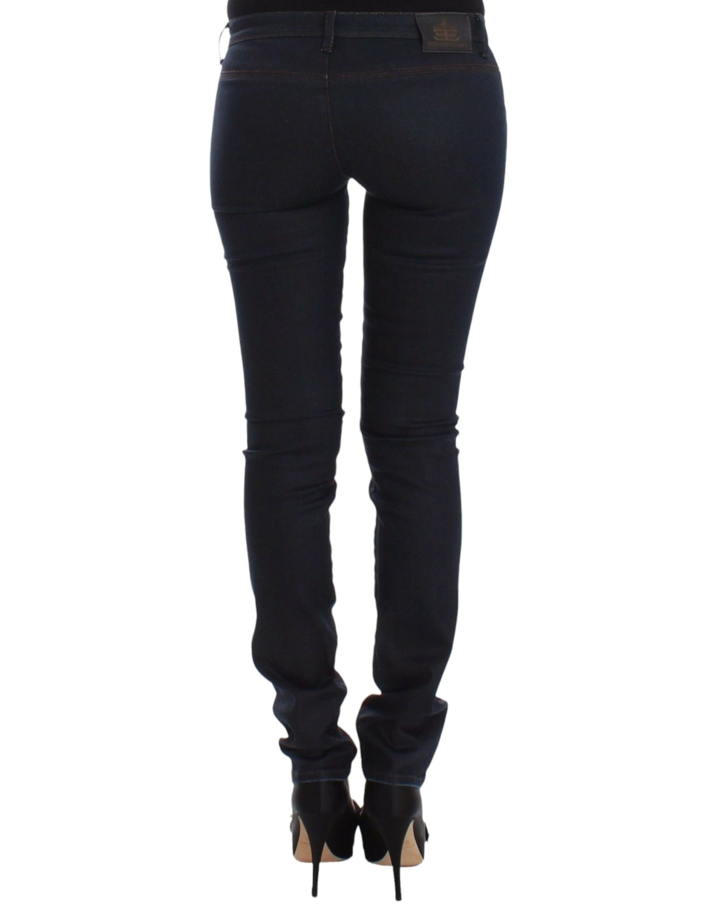 Ermanno Scervino Chic Dark Blue Slim Jeans for Elegant Style Ermanno Scervino