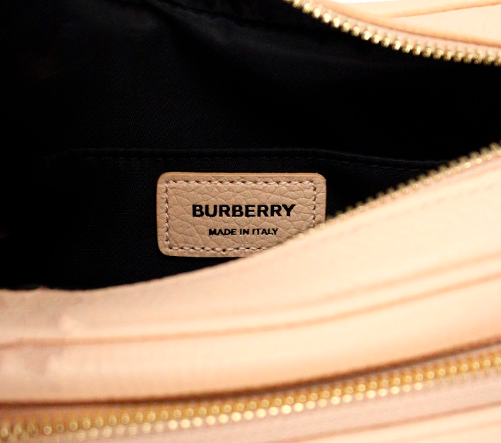 Burberry Small Branded Peach Pink Grainy Leather Camera Crossbody Bag Burberry