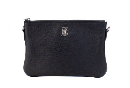 Burberry Peyton Monogram Black Leather Pouch Crossbody Bag Purse Burberry